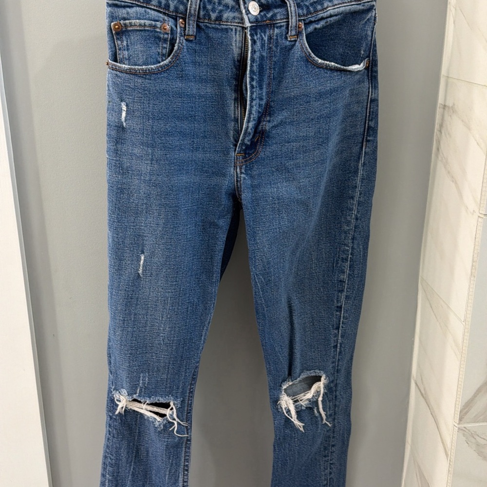 Distressed Blue Jeans